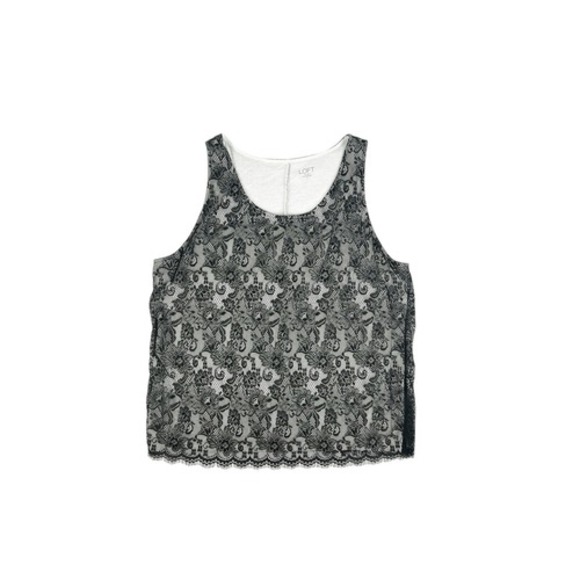 LOFT Tops - LOFT Black Lace Layered Sleeveless Tank Top Size Large